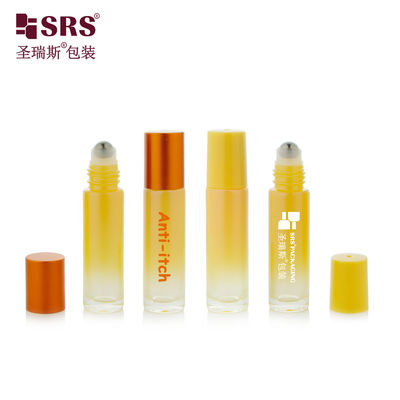 Beli BLPM-10ml Botol Roller Kaca Cetakan dengan Matte Gradient Warna Kuning Personalisasi Sampel Gratis dengan Bola Baja untuk Aroma Parfum pembuatan online