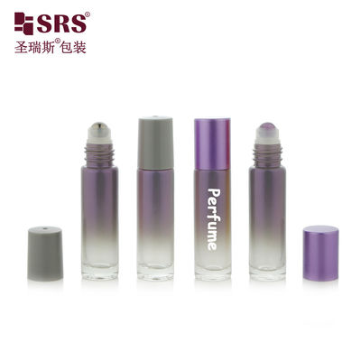 Beli BLPM-10ml Bentuk Bulat Empty gradient asap ungu custom color vial kaca botol rol dengan bola rolling baja untuk minyak wangi kosmetik pembuatan online
