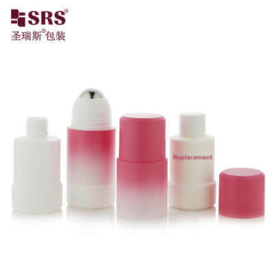 Beli Rppe(S)-50ml 75ml Gradient Coating Spraying Peach Pink White Refillable Deodorant Gel Roller Bottle Dengan Besar Baja Metal Massage Ball Packaging pembuatan online