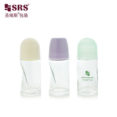 Beli BLPG-B-50ml Empty round Clear glass personal care roll bottle vial container with pP massage ball pembuatan online