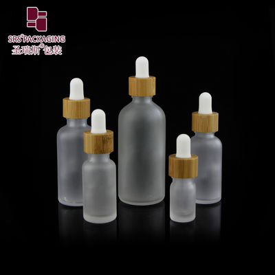 Beli Custom Frosted Essential Oil Empty Packaging 15ml 30ml 50ml 100ml Bamboo Dropper Bottle pembuatan online