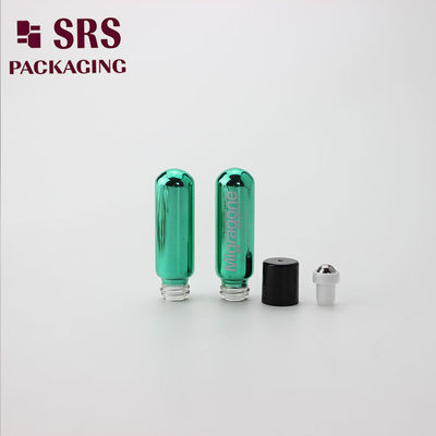 Sampel Parfum Metallic Green Roll On Bottle 4ml Dengan Bola Roller Baja Cap Hitam