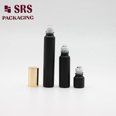 Empty Matte Black Roll On Glass Bottle Berwarna 8ml Untuk Sampel Aroma Parfum