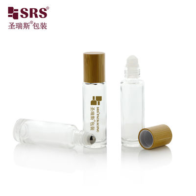 15ml Wall Glass Roll on Bottle Set With Bamboo Cap Untuk Minyak Esensial