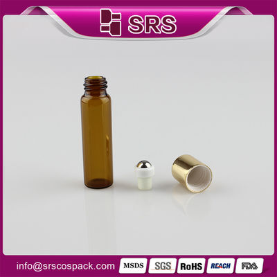 5 ml gulungan kaca amber pada botol untuk minyak esensial