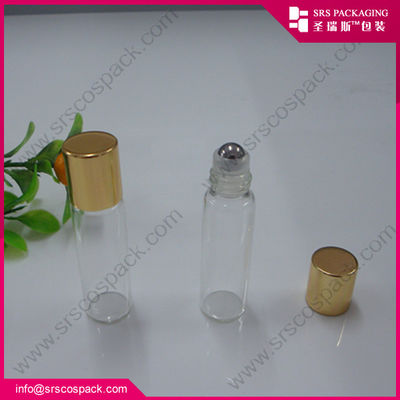 1/6oz 5ml botol kaca mini roll-on untuk minyak esensial logam roller bola parfum