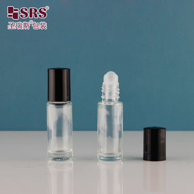 4ml 5ml 8ml 10ml Hitam Solid Colored Screw Cap Wall Glass Roll On Bottle PP Ball Perfume Oil