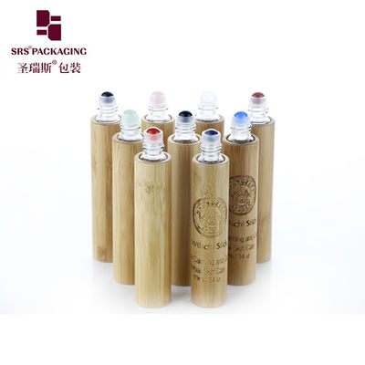BG(GEM)-10ML Kontainer Bambu Organik Kosong Untuk Ekstrak Rumput Dengan Rumah Insersi PE Putih Dengan Bola Batu permata Jade