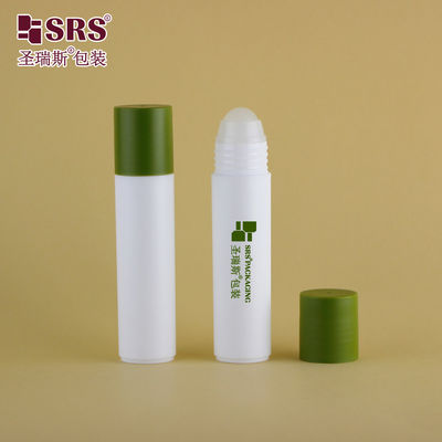 RPP(P)-30ml 1oz Botol Putih Matte Frosted Di Plastik Dengan Cap Matte Army Green Dengan Roller Ball Applicator Untuk Kosmetik