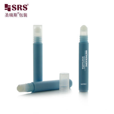 RPPH-8ML Pabrik Glossy Frosted Blue Tube Container Dengan Plastik Roller Ball Applicator Untuk Kemasan Gel Penenang