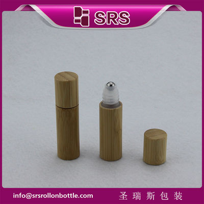 SRS 5ml botol bola rol bambu, botol krim mata plastik bambu