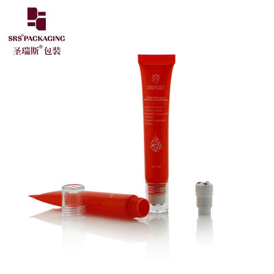 Hot Red Injection PE 3 Steel Roller Ball Tube Squeezable D19mm 20ml Untuk Serum Mata