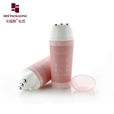 D50mm Pink PE Roller Ball Tube Bentuk Oval Untuk Pijat Wrinkel leher