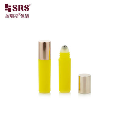 RPA(S)-2ML Botol Rol Parfum Bulat Kuning Cerah Berkilauan Dengan Tutup Emas Mawar