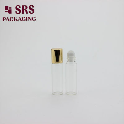 SRS 5ml botol bola rol kaca berwarna bening dengan tutup aluminium emas