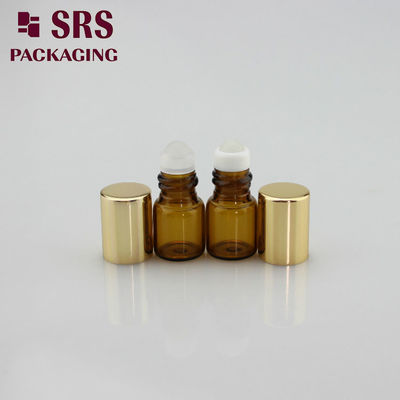 SRS kosong 1ml amber mini kaca sampel gulung pada botol dengan tutup aluminium emas