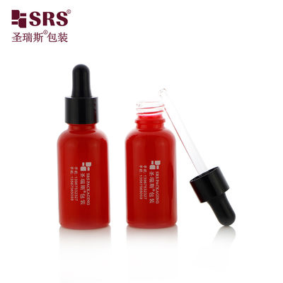 D001-50ml Bottle Dropper Minyak Perut Merah Panas Custom Untuk Produk Perawatan Perut Sensitif Dengan Top Dropper Plastik PP Hitam Glossy Dengan Pipet Kaca