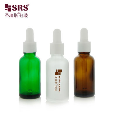 Botol dropper kaca kosong minyak wangi dengan tutup sekrup karet yang mengkilap