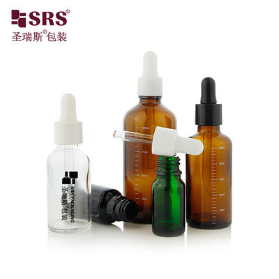 D001 Botol minyak esensial kaca Amber kosong yang tahan UV dengan pipet kaca dengan tutup dropper