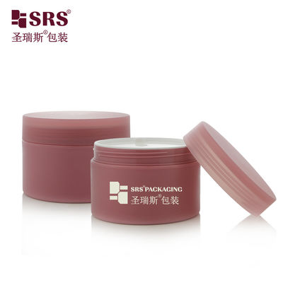 SRSJK-200g Hot Red Custom Design Kosong Bulat PP Plastik Jar dengan Sekrup Tutup dengan Disc Liner untuk kedap udara untuk kemasan mentega krim