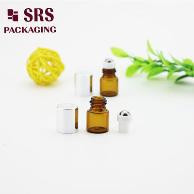 SRS kosong 1 ml amber mini kaca roll pada botol dengan tutup perak aluminium