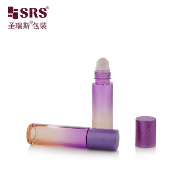 BLPM-10ml Botol Rol Kaca Ungu Cantik Bulat Silinder 21MM Vial Diameter Dengan Tutup Aluminium Untuk Minyak Harum