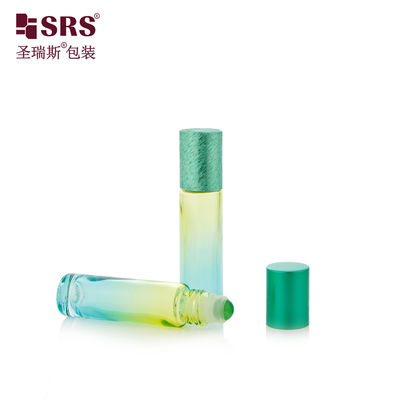 BLPM-10ml Aqua Green Gradient Industrial Glass Vial Perfume Container Dengan Roller Ball Untuk Perawatan Pribadi