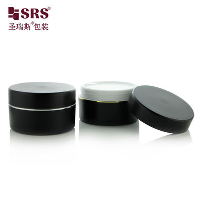 SRSJK-100g Eco Friendly Cosmetic Packaging Solutions Pria Kosmetik Hitam 100g Cream Jar Dalam Plastik Untuk Scrub Badan