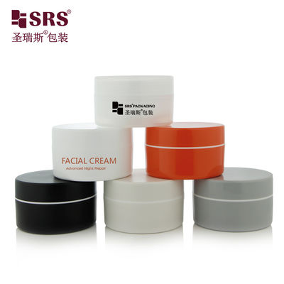 SRSJK-100g putih hitam desain multi warna ukuran kompak wadah toples plastik pP dengan lapisan emas tutup kedap udara untuk krim mentega perawatan wajah lotion krim leher