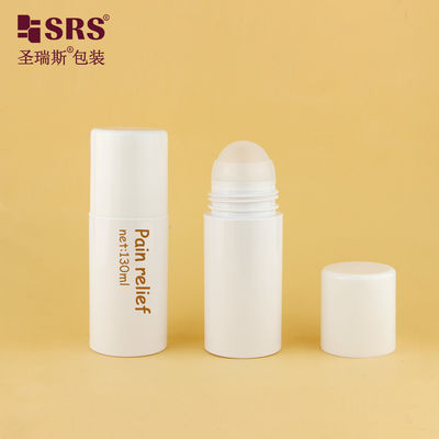PET43-130ML Botol Plastik PET Putih Bulat Ringan Ramah Lingkungan Dengan Bola Rol Besar Untuk Pijat