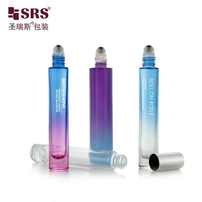 10ml 15ml Slim Round Cylinder Heavy Wall Thick Bottom Customized Glass Roll On Roller Bottle untuk minyak esensial dan parfum