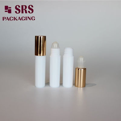 SRS botol plastik bergulir putih kosong 5ml dengan tutup aluminium emas