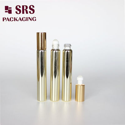 SRS kosmetik 10ml botol parfum kaca emas dengan bola rol kaca