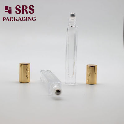 SRS kosmetik berbentuk persegi berwarna bening botol bola rol kaca 10ml