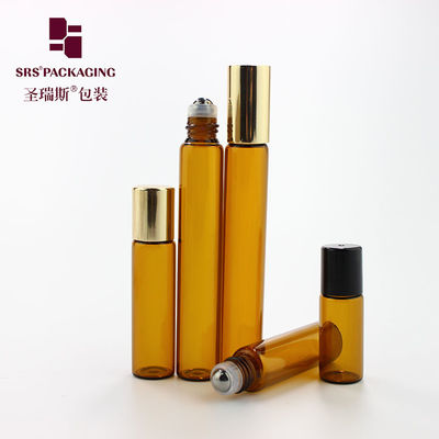Empty Amber Perfume Glass Roll On Bottle 3ml 5ml 10ml Dengan Metal Roller Ball