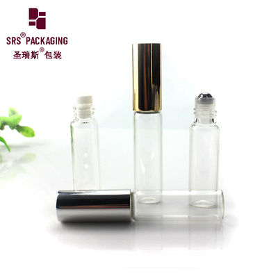 Kaca kosmetik kosong, bulat, berwarna bening, perfumer roll pada botol 5 ml
