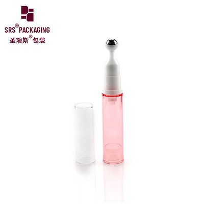 Kosmetik kosong warna merah muda bentuk bulat botol rol 10ml plastik