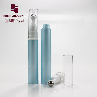 5ml 10ml 12ml 15ml kosmetik kosong press airless plastik krim biru gulungan pada botol