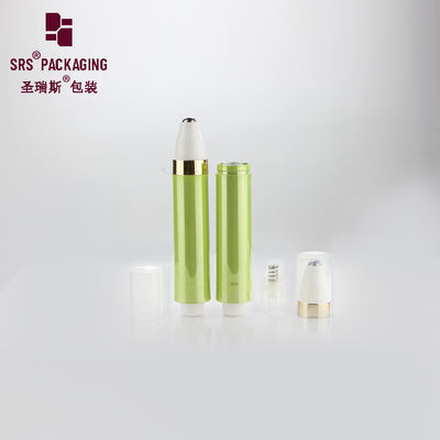Kosmetik kosong 10ml warna hijau tekan pompa tanpa udara plastik gulung pada botol
