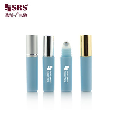 RPA-5ML Botol Roller Plastik Kosong Biru Dengan Bola Roller Metal Top Perak