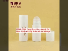 PET43-130ML Empty Round Eco-friendly Pet Plastic Bottle With Big Roller Ball For Massage (Botol plastik hewan peliharaan yang ramah lingkungan dengan bola rol besar untuk pijat)